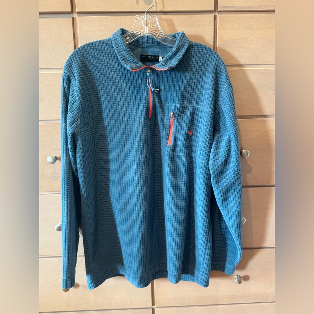 Southern Marsh Men's Blue Textured Zip-Up Pullover